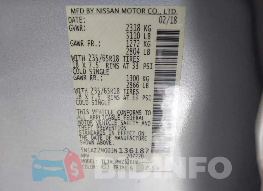 5N1AZ2MG0JN136187 Photo# 9