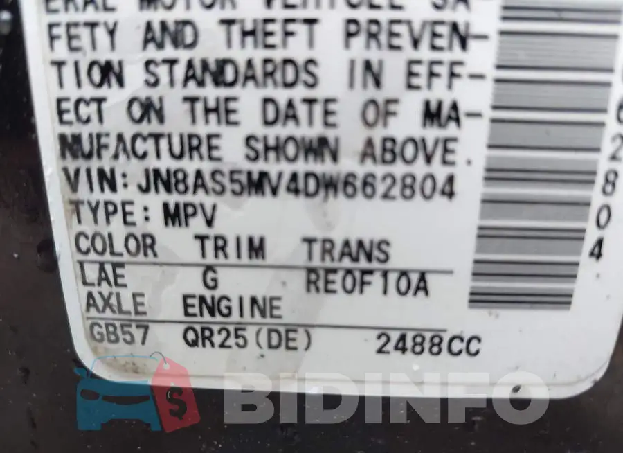 JN8AS5MV4DW662804 Photo# 9