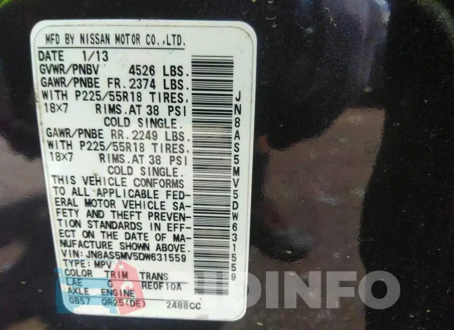 JN8AS5MV5DW631559 Photo# 9