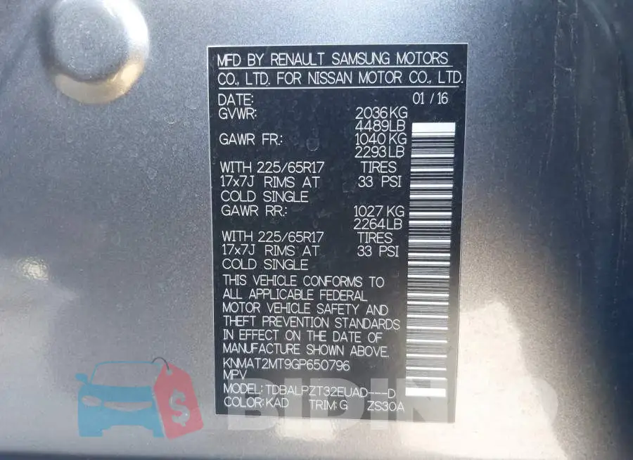 KNMAT2MT9GP650796 Photo# 9