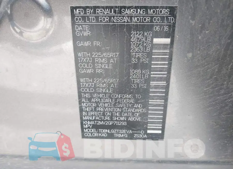 KNMAT2MV2GP711293 Photo# 9