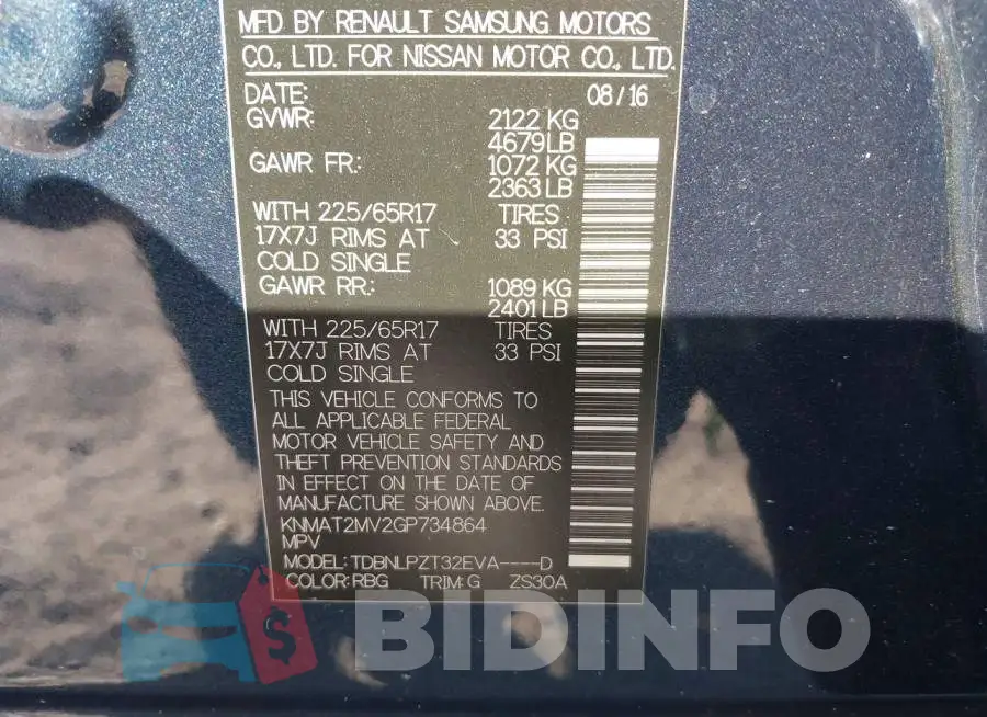 KNMAT2MV2GP734864 Photo# 9
