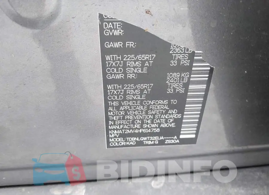 KNMAT2MV4HP614758 Photo# 9
