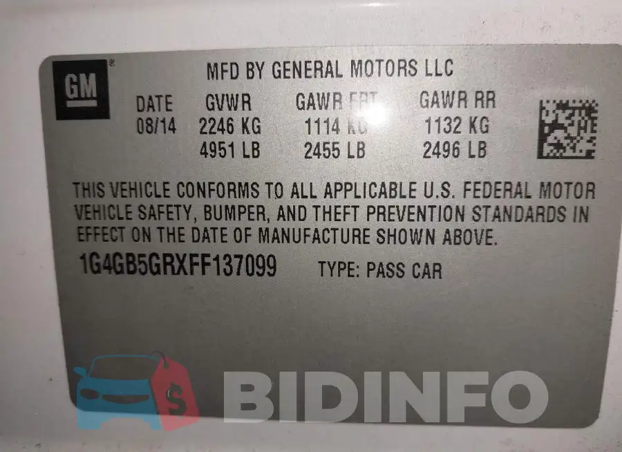 1G4GB5GRXFF137099 Photo# 9