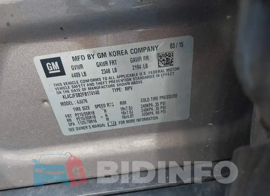 KL4CJFSB2FB174140 Photo# 9