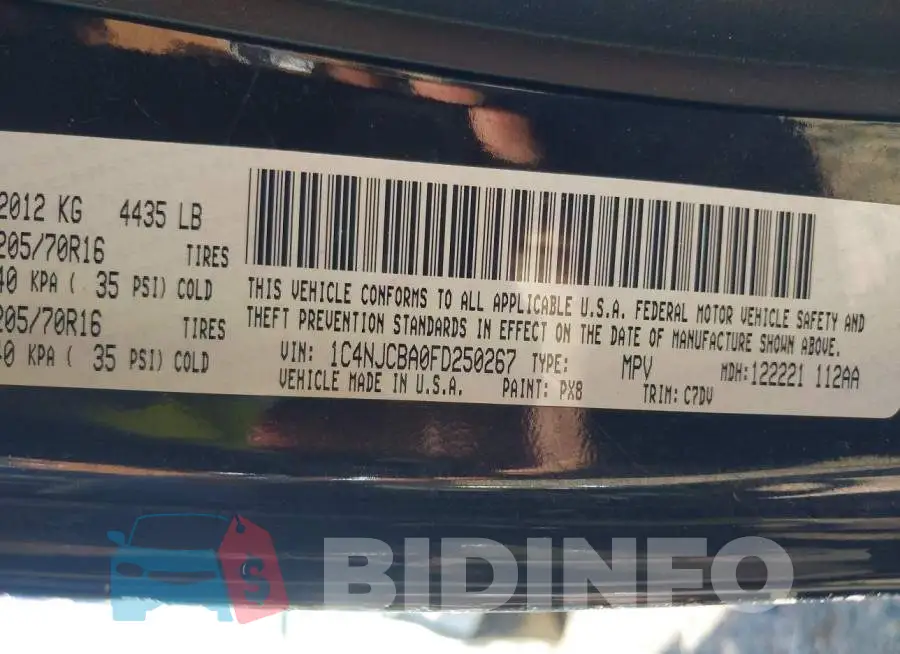 1C4NJCBA0FD250267 Photo# 9