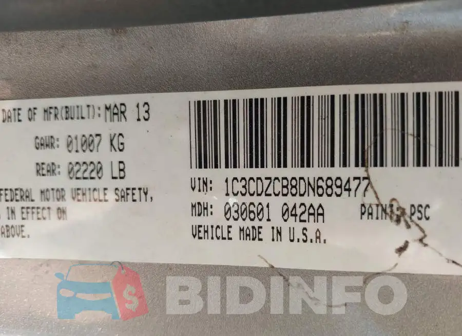 1C3CDZCB8DN689477 Photo# 9