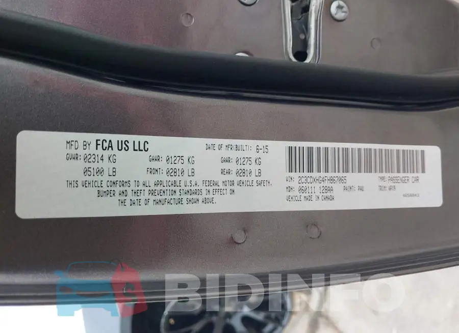 2C3CDXHG4FH867065 Photo# 9