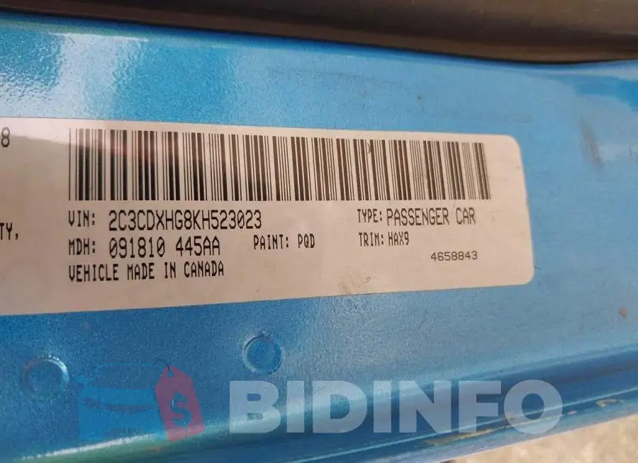 2C3CDXHG8KH523023 Photo# 9