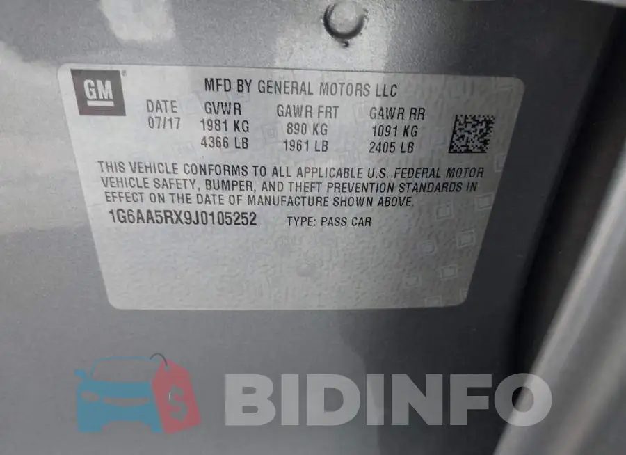 1G6AA5RX9J0105252 Photo# 9