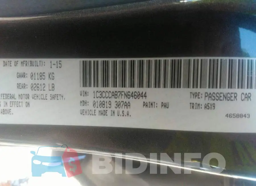 1C3CCCAB7FN646044 Photo# 9