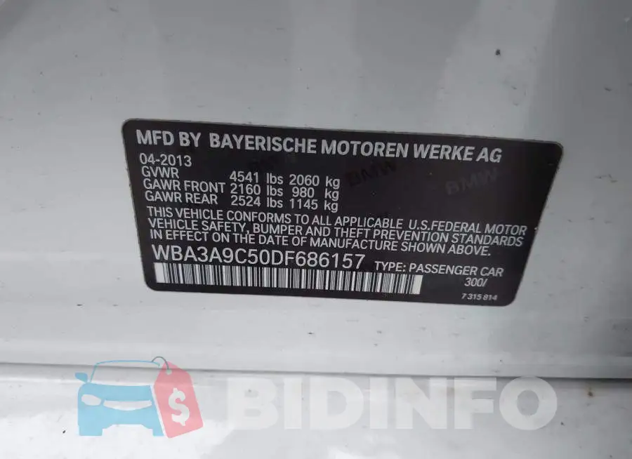 WBA3A9C50DF686157 Photo# 9