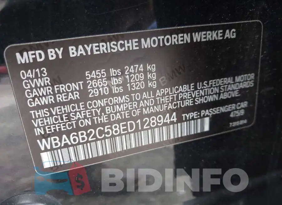 WBA6B2C58ED128944 Photo# 9