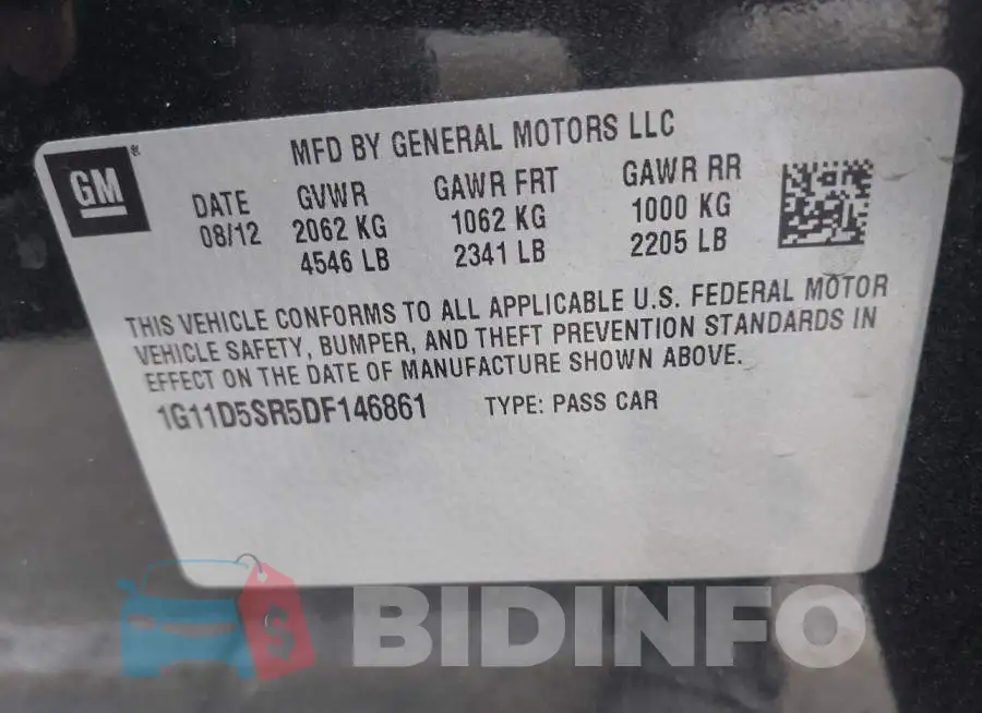 1G11D5SR5DF146861 Photo# 9