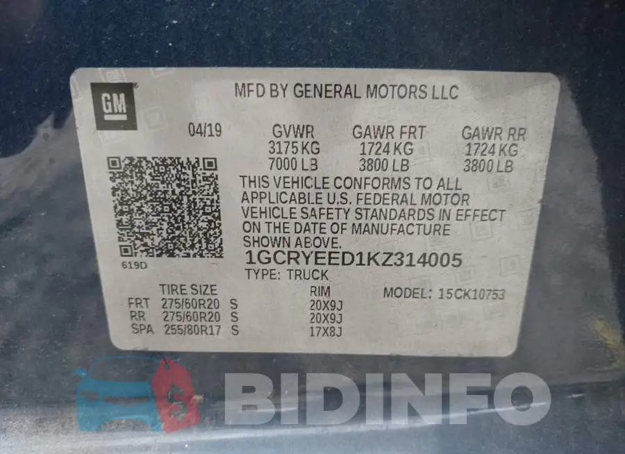 1GCRYEED1KZ314005 Photo# 9