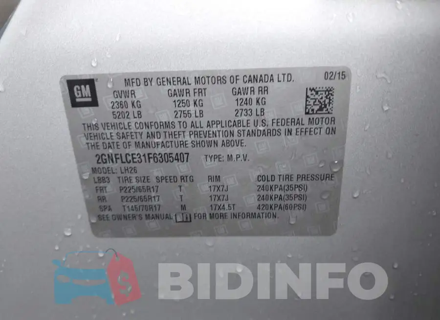 2GNFLCE31F6305407 Photo# 9