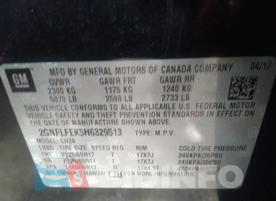 2GNFLFEK5H6329513 Photo# 9