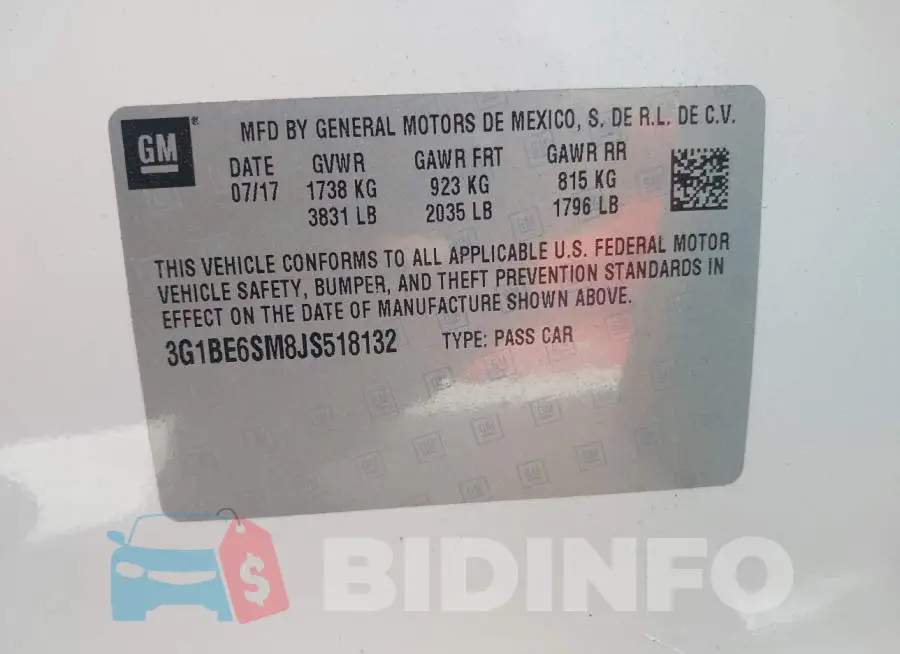 3G1BE6SM8JS518132 Photo# 9