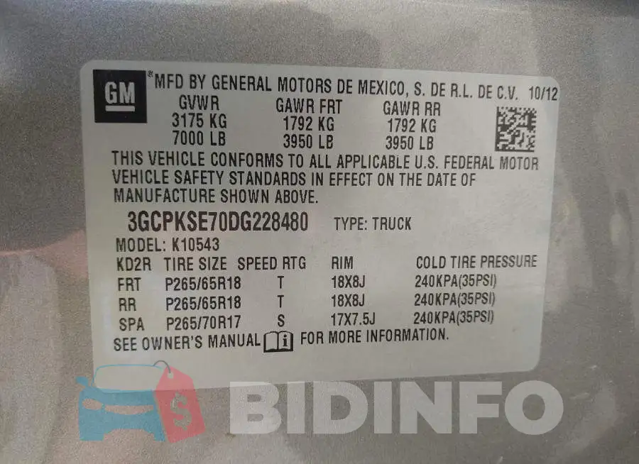 3GCPKSE70DG228480 Photo# 9