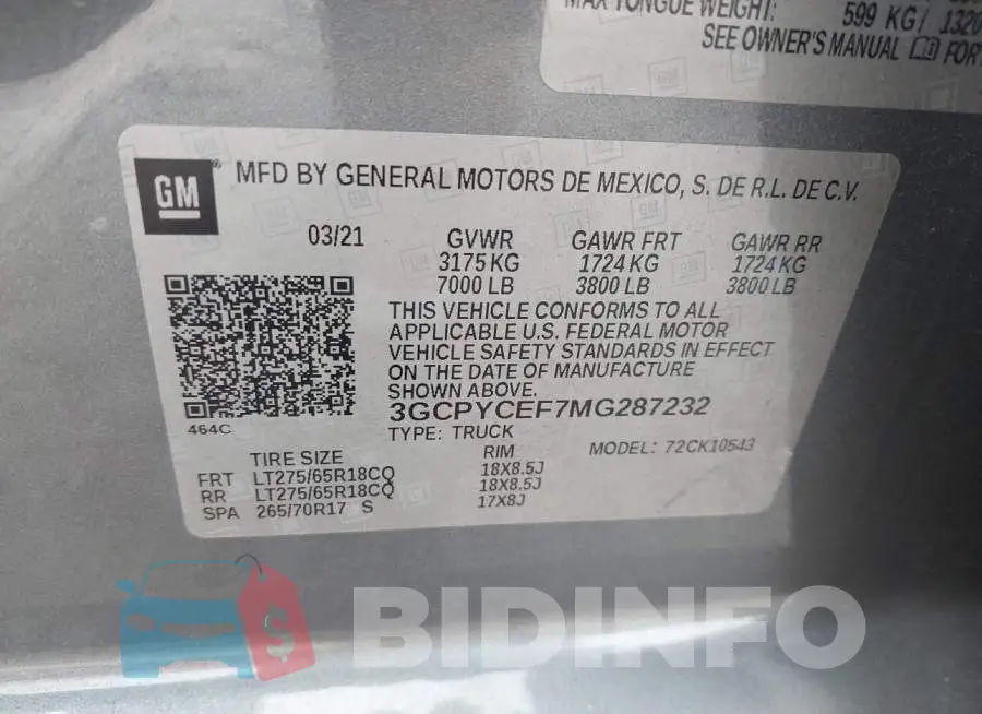 3GCPYCEF7MG287232 Photo# 9