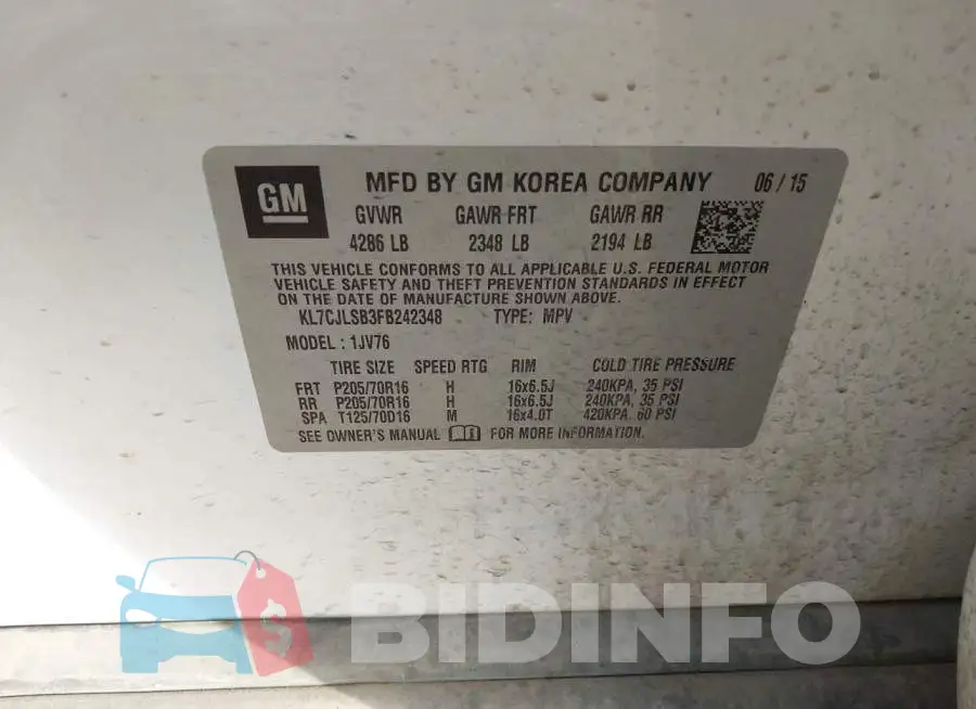 KL7CJLSB3FB242348 Photo# 9