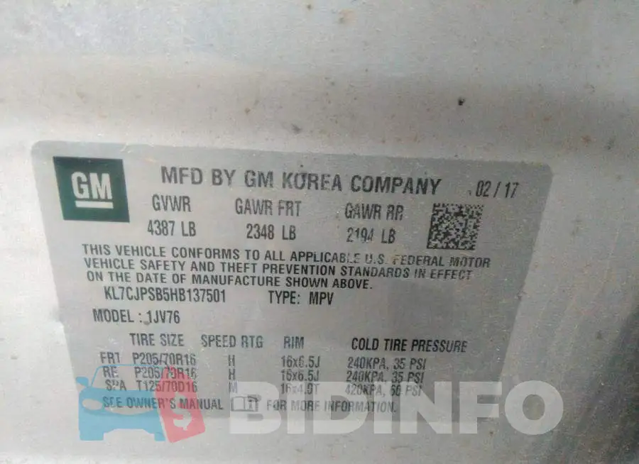 KL7CJPSB5HB137501 Photo# 9