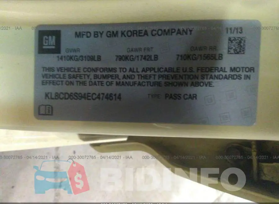 KL8CD6S94EC474614 Photo# 10