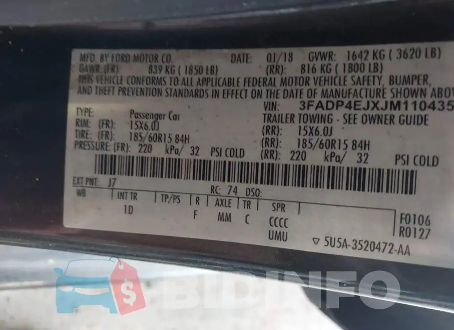 3FADP4EJXJM110435 Photo# 9