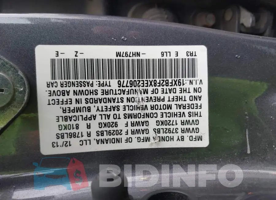 19XFB2F8XEE206776 Photo# 9