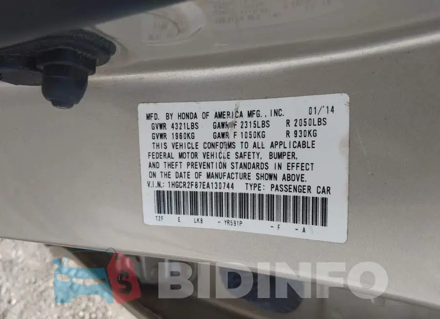 1HGCR2F87EA130744 Photo# 9