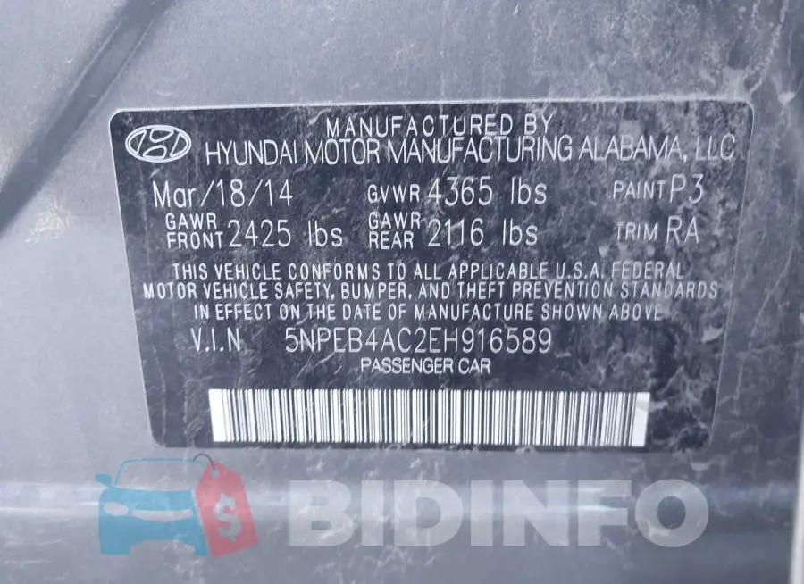 5NPEB4AC2EH916589 Photo# 9