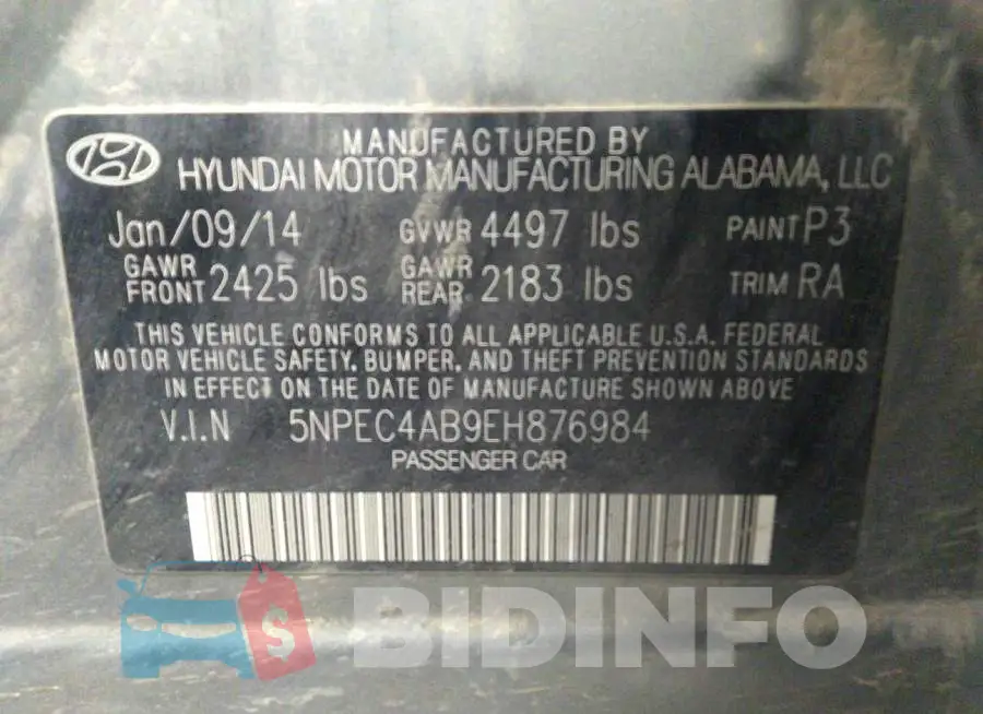 5NPEC4AB9EH876984 Photo# 9