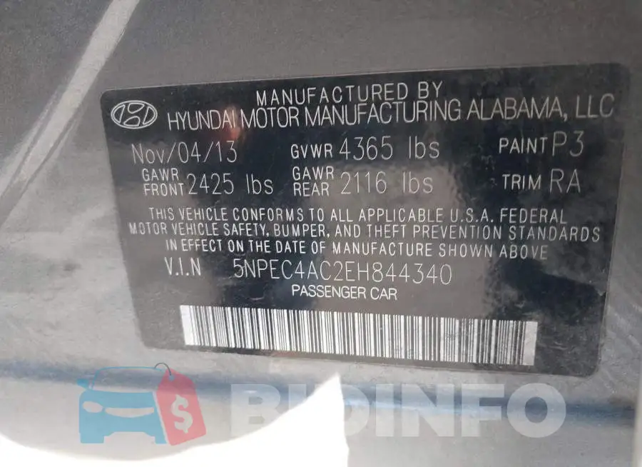 5NPEC4AC2EH844340 Photo# 9