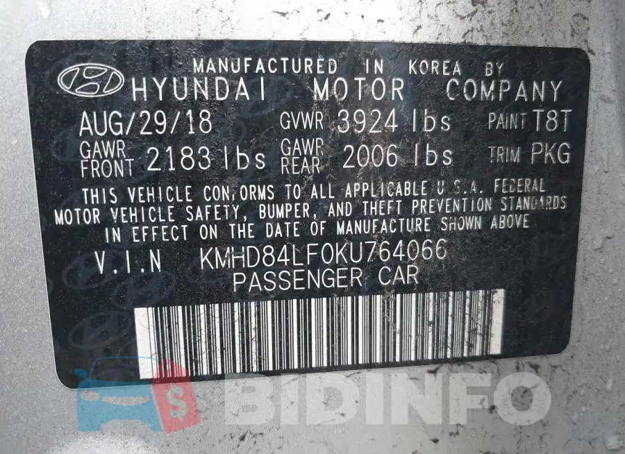 KMHD84LF0KU764066 Photo# 9