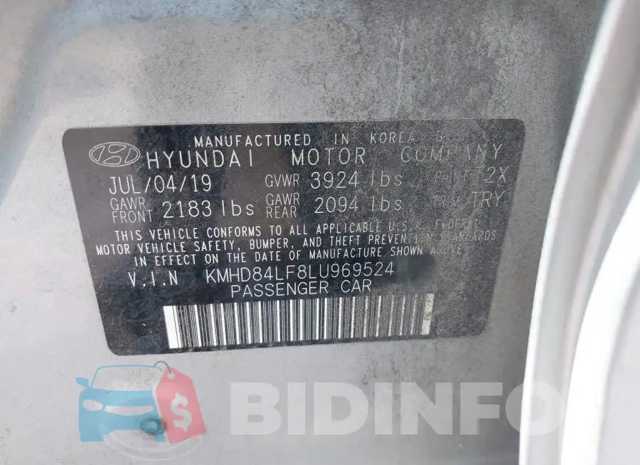 KMHD84LF8LU969524 Photo# 9