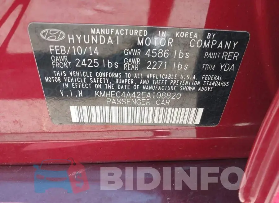 KMHEC4A42EA108820 Photo# 9