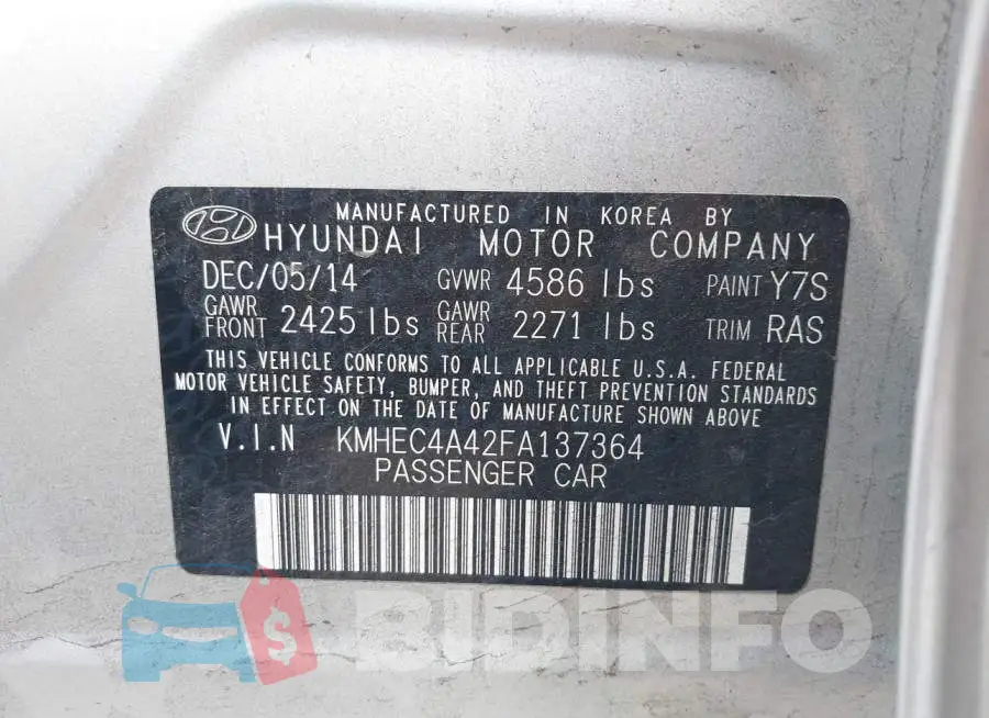 KMHEC4A42FA137364 Photo# 9