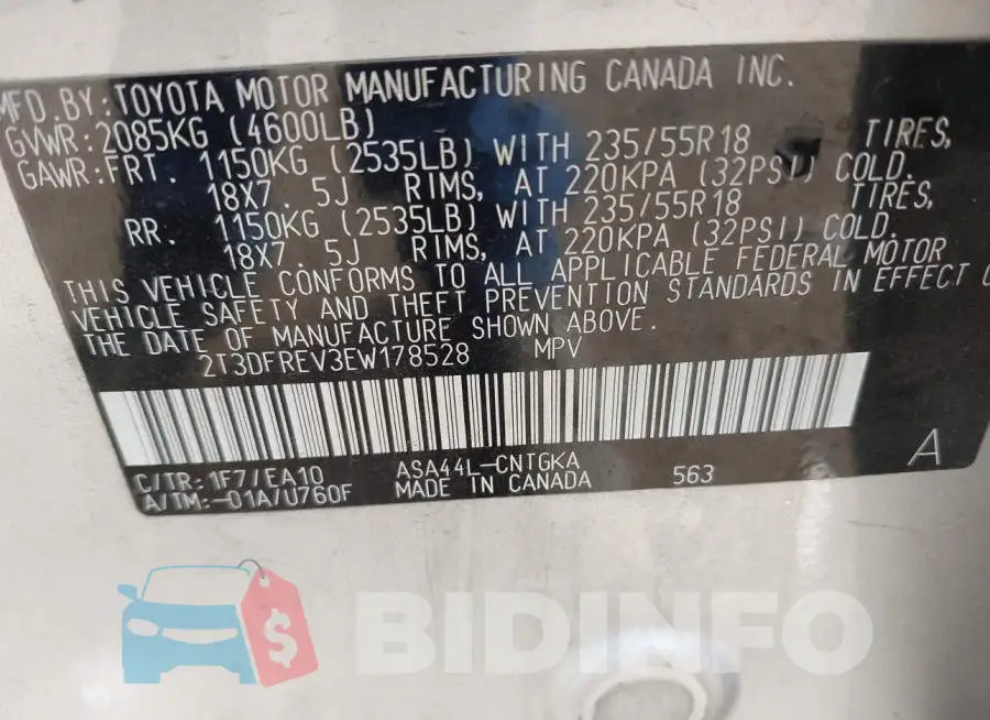 2T3DFREV3EW178528 Photo# 9