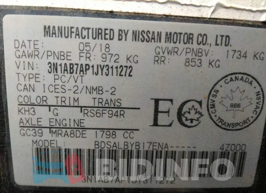 3N1AB7AP1JY311272 Photo# 9