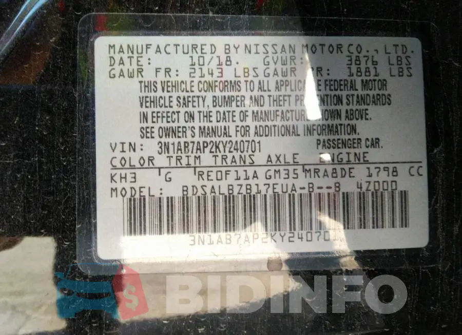 3N1AB7AP2KY240701 Photo# 9