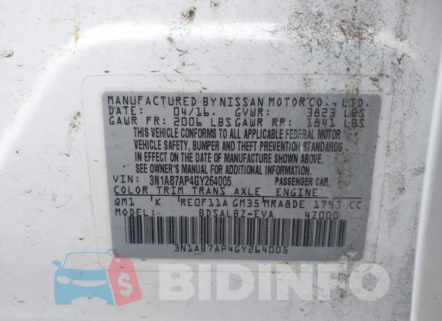 3N1AB7AP4GY264005 Photo# 9