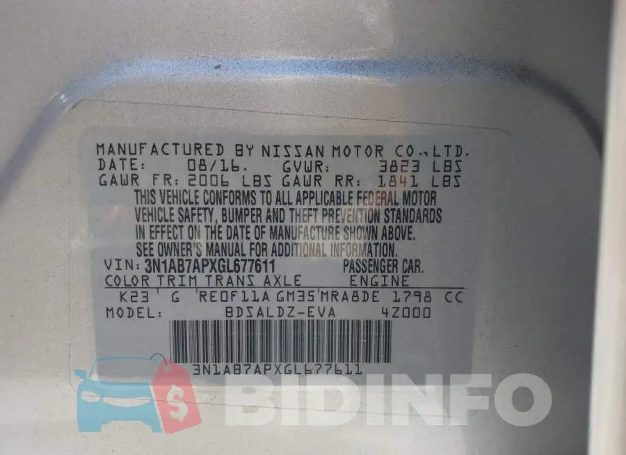 3N1AB7APXGL677611 Photo# 9