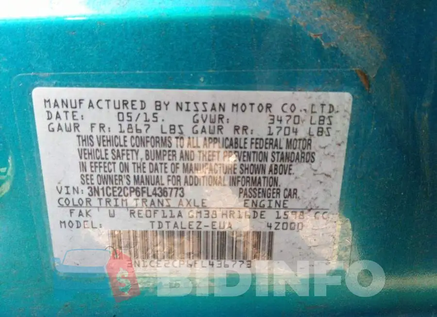 3N1CE2CP6FL436773 Photo# 9