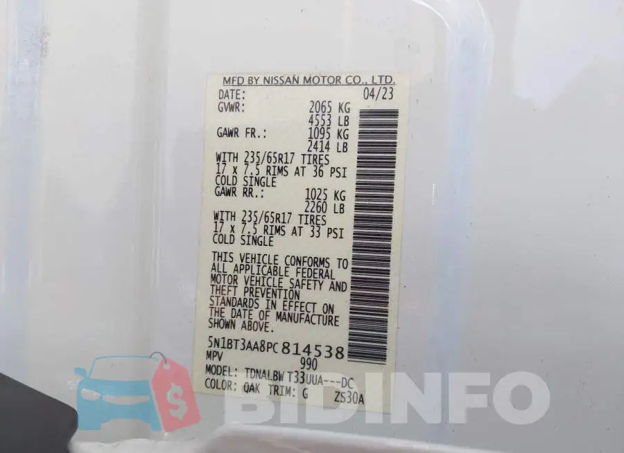 5N1BT3AA8PC814538 Photo# 9