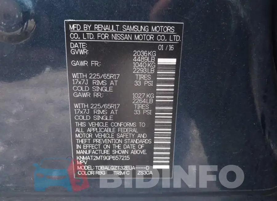 KNMAT2MT9GP657215 Photo# 9