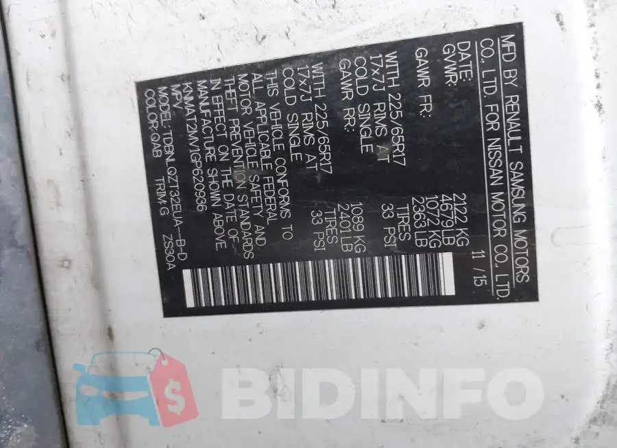KNMAT2MV1GP620936 Photo# 9
