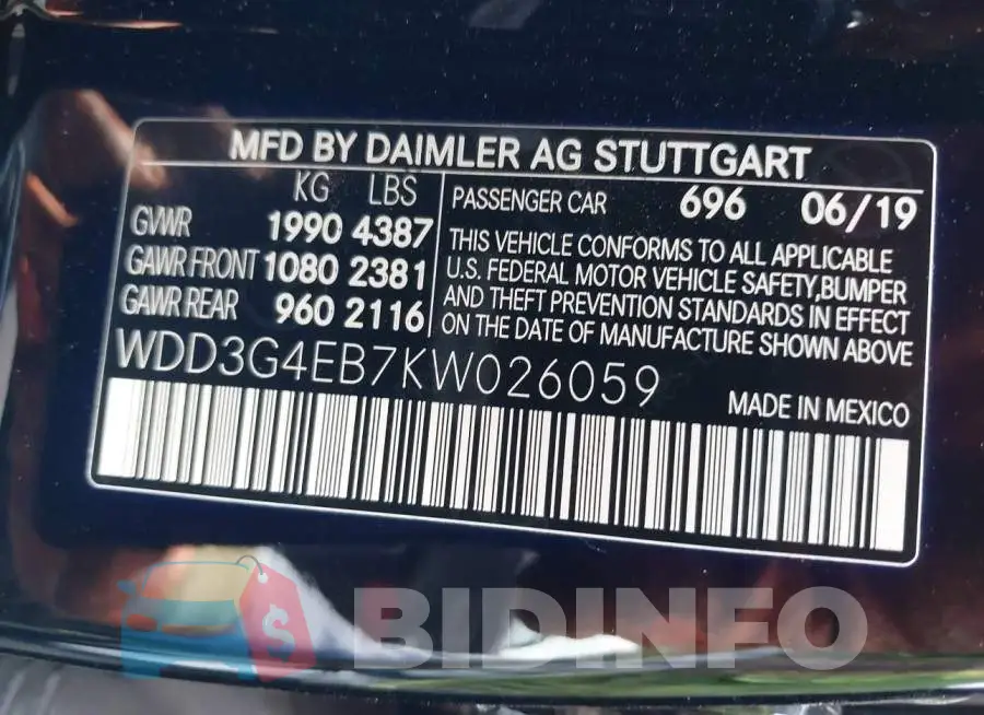 WDD3G4EB7KW026059 Photo# 9