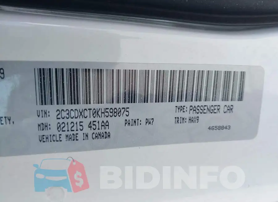 2C3CDXCT0KH598075 Photo# 9