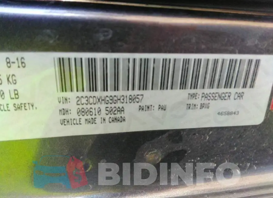 2C3CDXHG9GH318057 Photo# 9