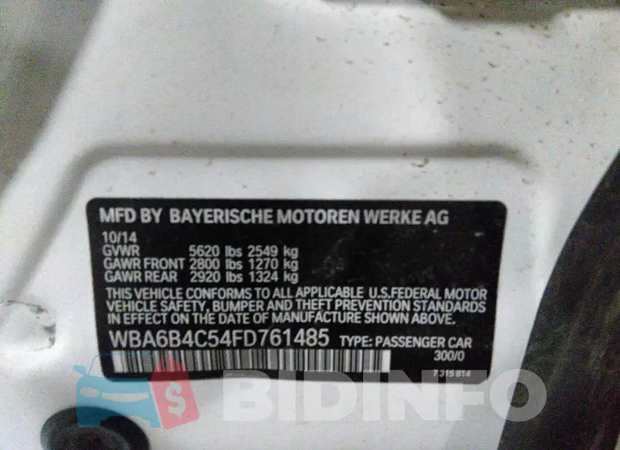 WBA6B4C54FD761485 Photo# 9